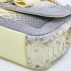 Christian Louboutin Grey/Yellow Python Small Sweet Charity Chain Bag