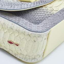 Christian Louboutin Grey/Yellow Python Small Sweet Charity Chain Bag
