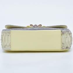 Christian Louboutin Grey/Yellow Python Small Sweet Charity Chain Bag
