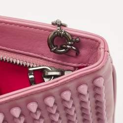 Christian Louboutin Pink Leather Studded Kios Zip Crossbody Bag