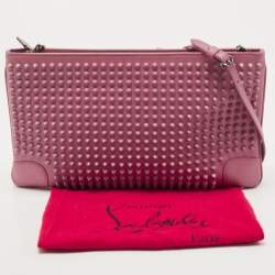 Christian Louboutin Pink Leather Studded Kios Zip Crossbody Bag