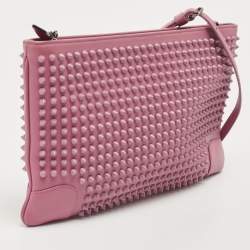 Christian Louboutin Pink Leather Studded Kios Zip Crossbody Bag