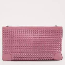 Christian Louboutin Pink Leather Studded Kios Zip Crossbody Bag
