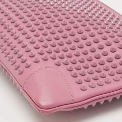 Christian Louboutin Pink Leather Studded Kios Zip Crossbody Bag