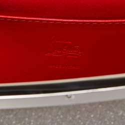 Christian Louboutin Silver Glitter Leather Palmette Chain Clutch