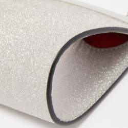 Christian Louboutin Silver Glitter Leather Palmette Chain Clutch