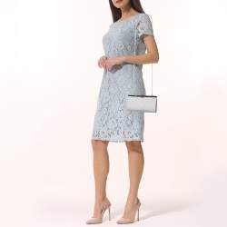 Christian Louboutin Silver Glitter Leather Palmette Chain Clutch