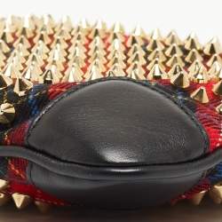 Christian Louboutin Multicolor Wool and Leather Loubiposh Spiked Chain Clutch