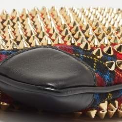 Christian Louboutin Multicolor Wool and Leather Loubiposh Spiked Chain Clutch