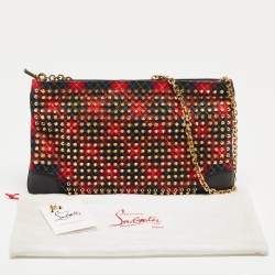 Christian Louboutin Multicolor Wool and Leather Loubiposh Spiked Chain Clutch