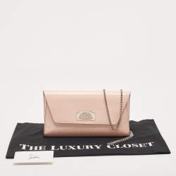 Christian Louboutin Pink Patent Leather Vero Dodat Chain Clutch
