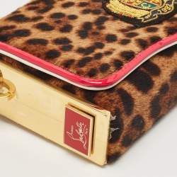 Christian Louboutin Multicolor Leopard Calfhair and Leather Small Carrie Ecusson Crossbody Bag