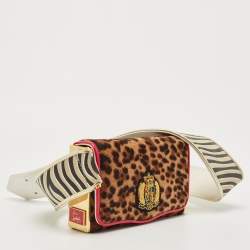 Christian Louboutin Multicolor Leopard Calfhair and Leather Small Carrie Ecusson Crossbody Bag