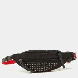 Christian Louboutin Black Leather Clipsos Studded Bifold Wallet