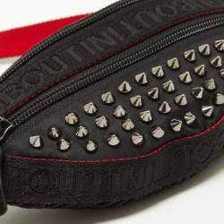 Christian Louboutin Black Nylon and Leather Spike Studded Belt Bag