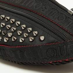 Christian Louboutin Black Nylon and Leather Spike Studded Belt Bag