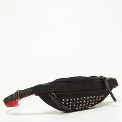 Christian Louboutin Black Nylon and Leather Spike Studded Belt Bag