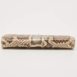 Christian Louboutin Multicolor Python Crystals Embellished Lock Frame Clutch