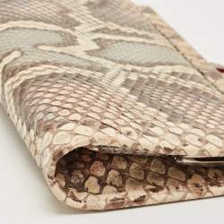 Christian Louboutin Multicolor Python Crystals Embellished Lock Frame Clutch