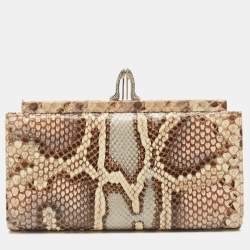 Christian Louboutin Multicolor Python Crystals Embellished Lock Frame Clutch