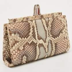 Christian Louboutin Multicolor Python Crystals Embellished Lock Frame Clutch