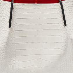 Christian Louboutin Off White Croc Embossed Leather Cabarock Shopper Tote