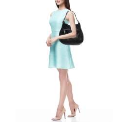 Pre Owned Christian Louboutin Black Snakeskin Embossed Leather Hobo