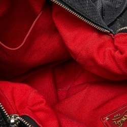 Pre Owned Christian Louboutin Black Snakeskin Embossed Leather Hobo