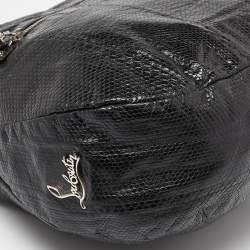 Pre Owned Christian Louboutin Black Snakeskin Embossed Leather Hobo