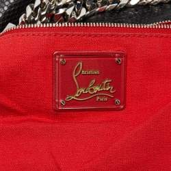 Pre Owned Christian Louboutin Black Snakeskin Embossed Leather Hobo