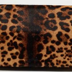 Christian Louboutin Beige/Black Leopard Print Calfhir Flap Clutch