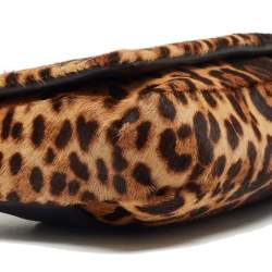 Christian Louboutin Beige/Black Leopard Print Calfhir Flap Clutch