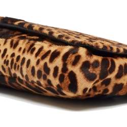 Christian Louboutin Beige/Black Leopard Print Calfhir Flap Clutch