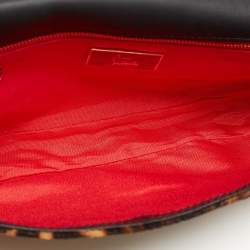 Christian Louboutin Beige/Black Leopard Print Calfhir Flap Clutch