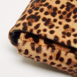 Christian Louboutin Beige/Black Leopard Print Calfhir Flap Clutch
