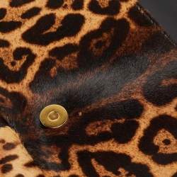 Christian Louboutin Beige/Black Leopard Print Calfhir Flap Clutch
