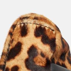Christian Louboutin Beige/Black Leopard Print Calfhir Flap Clutch
