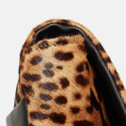 Christian Louboutin Beige/Black Leopard Print Calfhir Flap Clutch