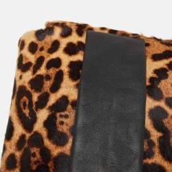 Christian Louboutin Beige/Black Leopard Print Calfhir Flap Clutch