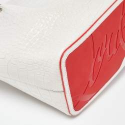 Christian Louboutin Off White Croc Embossed Leather Cabarock Shopper Tote