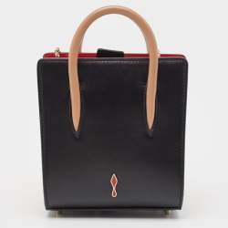Christian Louboutin Black/Red Leopard Print Patent and Leather Nano Paloma Tote