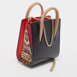Christian Louboutin Black/Red Leopard Print Patent and Leather Nano Paloma Tote