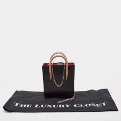 Christian Louboutin Black/Red Leopard Print Patent and Leather Nano Paloma Tote