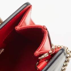Christian Louboutin Black/Red Leopard Print Patent and Leather Nano Paloma Tote