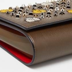 Christian Louboutin Olive Patent and Leather Paloma Embellished Chain Clutch