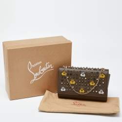 Christian Louboutin Olive Patent and Leather Paloma Embellished Chain Clutch