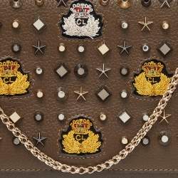 Christian Louboutin Olive Patent and Leather Paloma Embellished Chain Clutch