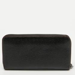 Christian Louboutin Black Crackled Patent Leather Zip Around Continental Wallet