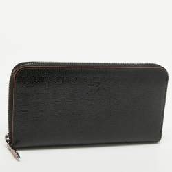 Christian Louboutin Black Crackled Patent Leather Zip Around Continental Wallet