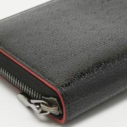 Christian Louboutin Black Crackled Patent Leather Zip Around Continental Wallet